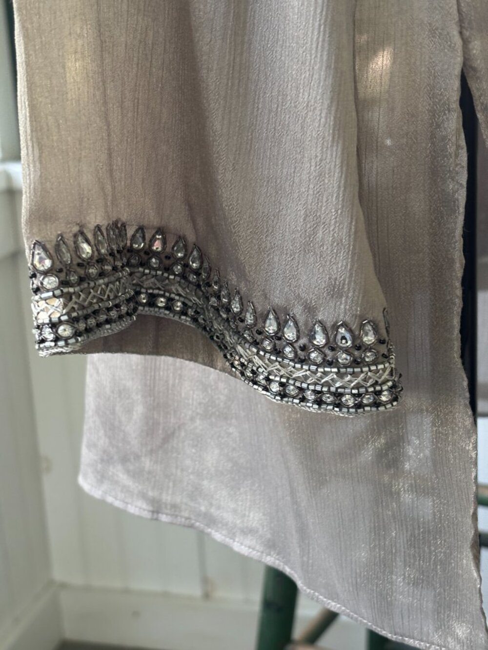 Grids by Sulu Collection Taupe Beaded Tunic Dress | Size 10 | NWT - Picture 3 of 9